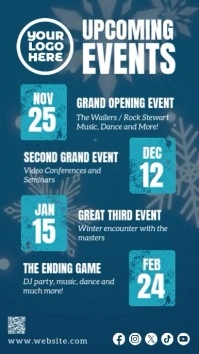 Winter upcoming events calendar video Instagram Story template
