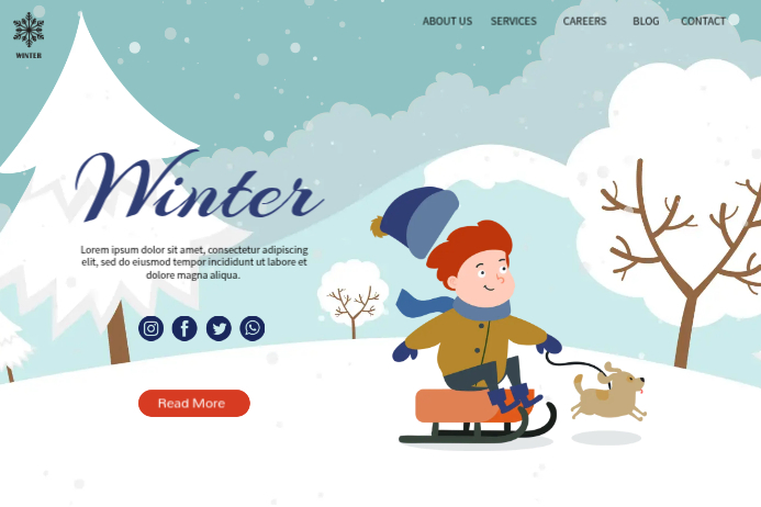 Winter Web Design Header Póster template