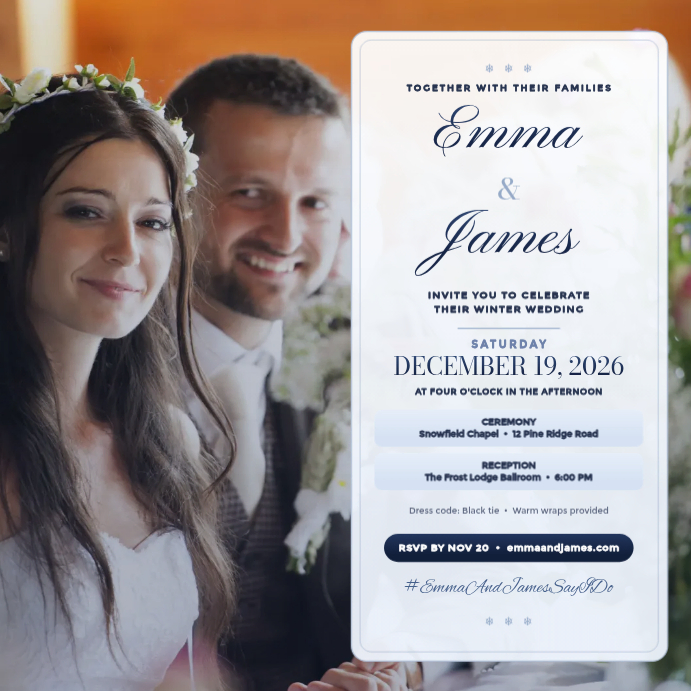 Winter Wedding Invitation Template | PosterMyWall
