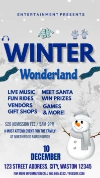 winter wonderland event flyers,  winter wonde Instagram Story template