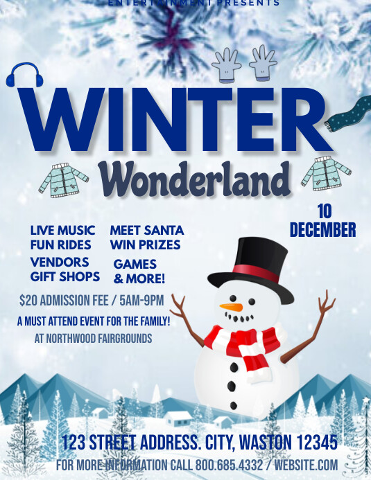 winter wonderland event flyers,  winter wonde template