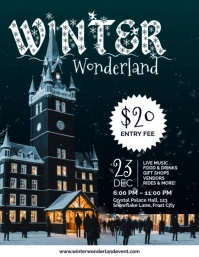 Winter Wonderland Fun Typography Event Flyer Рекламная листовка (US Letter) template