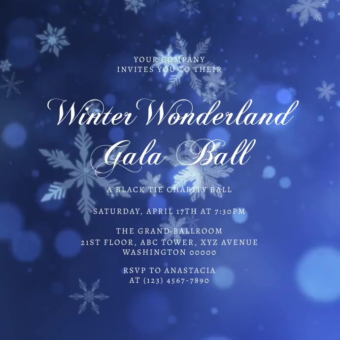 Winter Wonderland Invitation สี่เหลี่ยมจัตุรัส (1:1) template