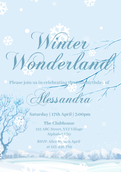 Winter Wonderland Invitation Template PosterMyWall Winter Wonderland Invitation Template PosterMyWall