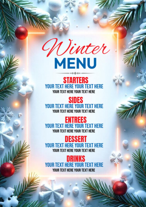 Copy of Winter Wonderland Menu Template | PosterMyWall