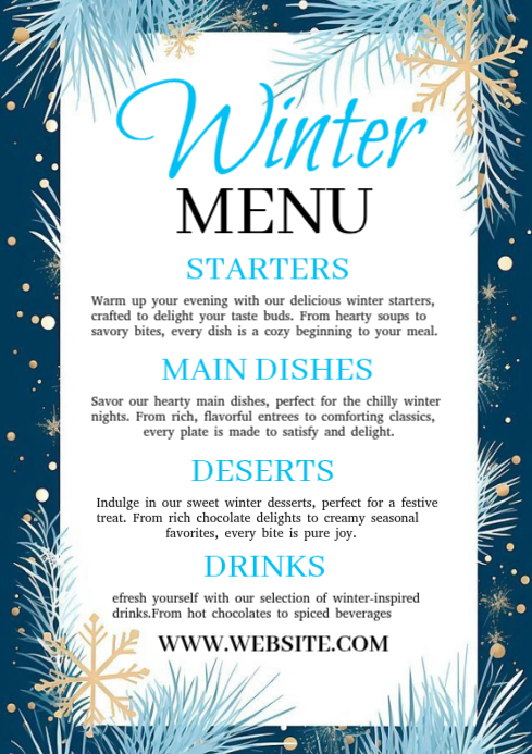 Winter Wonderland Menu Template Poster Flyer | PosterMyWall