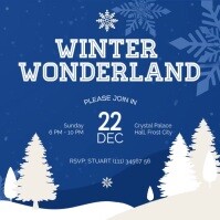 Winter Wonderland poster tree illustration Kvadrat (1:1) template