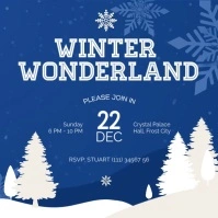 Winter Wonderland poster tree illustration Square (1:1) template