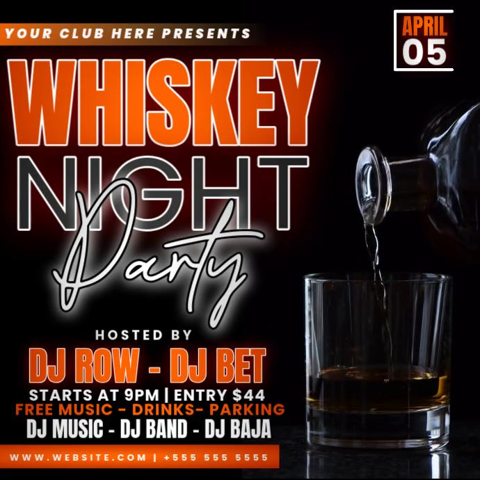 Wishky Night Party Invitation Instagram Post template