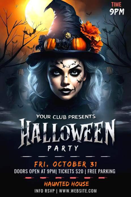 Witch Halloween Party Flyer | Scary Costume Night Event Template" Plakat