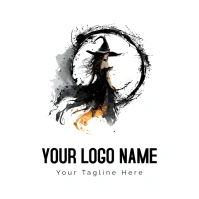Witch - Mystical Witch In Black Hat Logo template