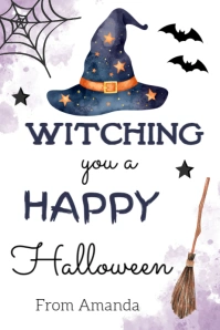 Witching You a Happy Halloween Tag Banner 4' × 6' template