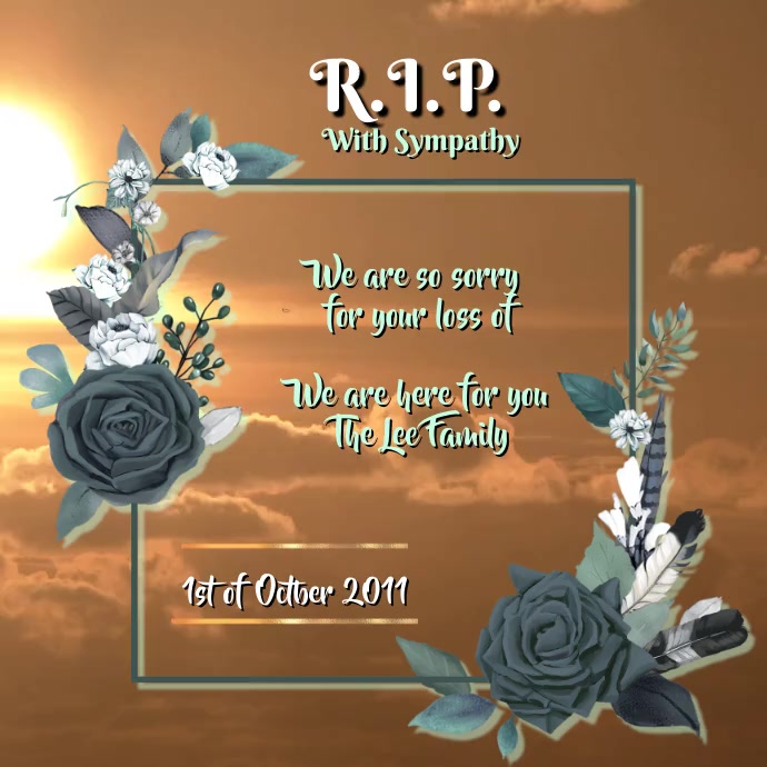 With Sympathy RIP โพสต์บน Instagram template