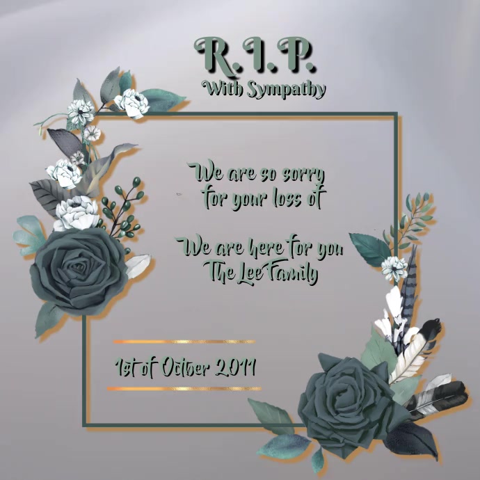 Printable Rip Poster Copy of With Sympathy RIP | PosterMyWall