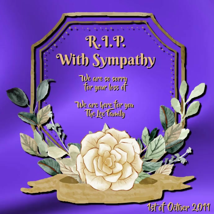 Printable Rip Poster Copy of With Sympathy RIP | PosterMyWall