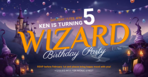 Wizard themed birthday party invitation Facebook Shared Image template