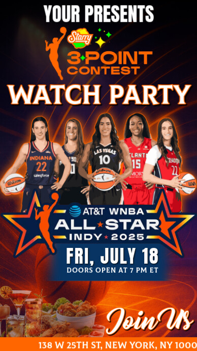 WNBA  All Star 3 Point Contest 2025 Watch Party Instagram Post Template