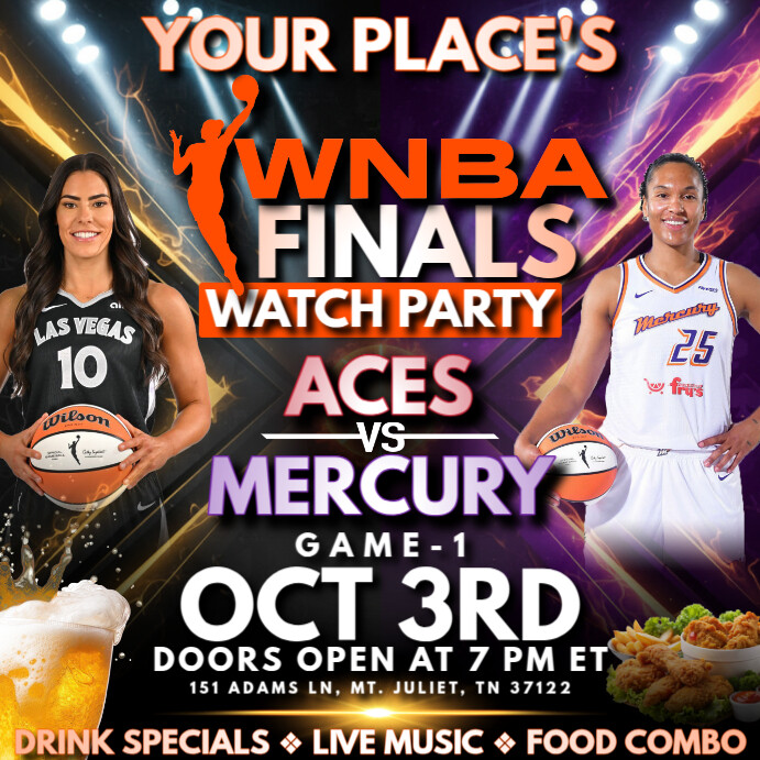 WNBA Finals Game 1: Las Vegas Aces vs Phoenix Mercury Watch Party Instagram Post Template