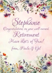 Woman's Retirement Greeting Card A6 template
