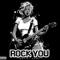 woman and guitar black and white art Albumcover template