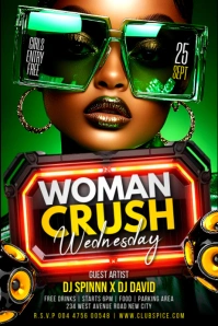 Woman crush wednesday ladies night club dj music dance party social media promotion poster template
