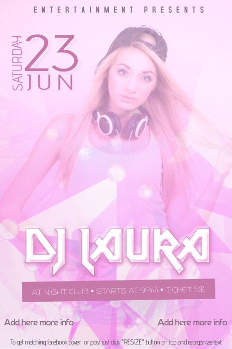 woman dj night club poster template pink | PosterMyWall