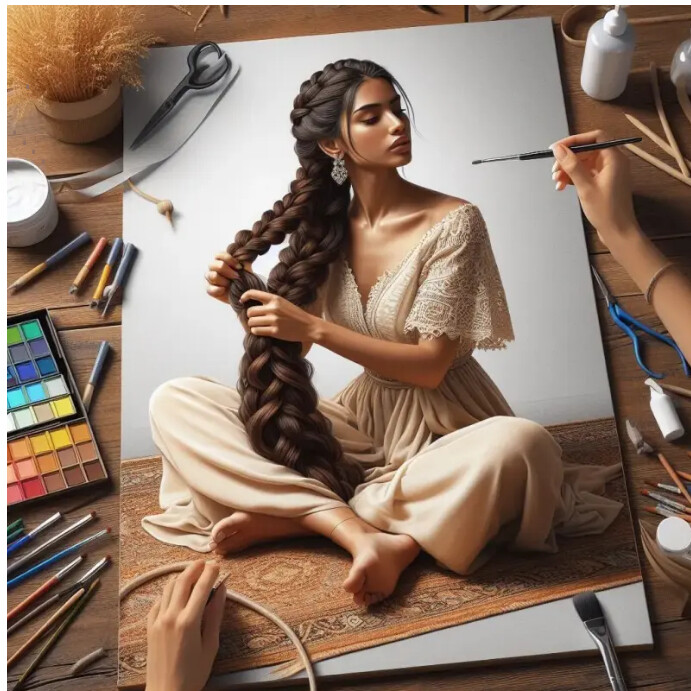 Woman plaiting Instagram Post template