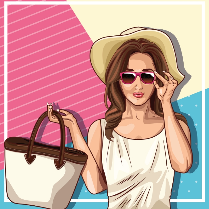 Woman with hand bag design Template PosterMyWall