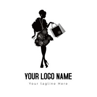 Woman With Shopping Bags Illustration Logo template