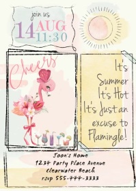 Women's "Let's Flamingle" Summer Get Together A6 template