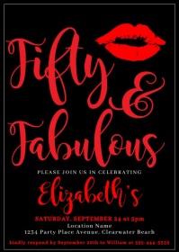 Women's 50th Birthday Fun Invitation Template A6