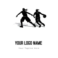 Women's Basketball Female Dribbling Logo template