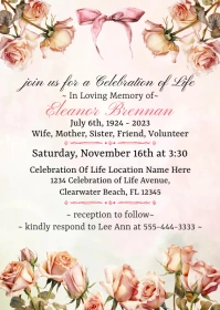Women's Celebration of Life Invitation A6 template