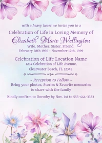 Women's Celebration of Life Invitation A6 template