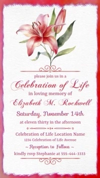 Women's Celebration of Life Invitation Instagram Story template