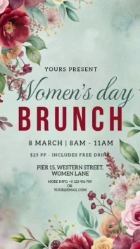 women's day brunch event ad design template เรื่องราวบน Instagram