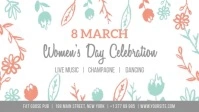 Women's day celebration Poster with flowers Видеообложка профиля Facebook (16:9) template