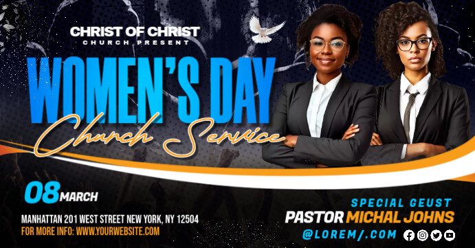 Women's Day church Conference Service Capa para evento do Facebook template