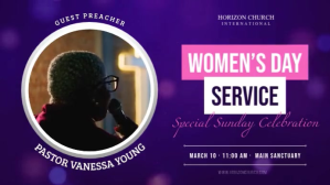 Purple Women's Day Church Service Digitalt display Template