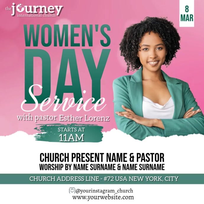 women's day church service sermon event design template | PosterMyWall