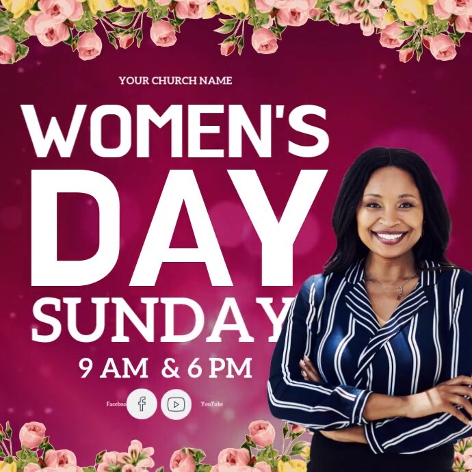 women's day church sunday service sermon template | PosterMyWall