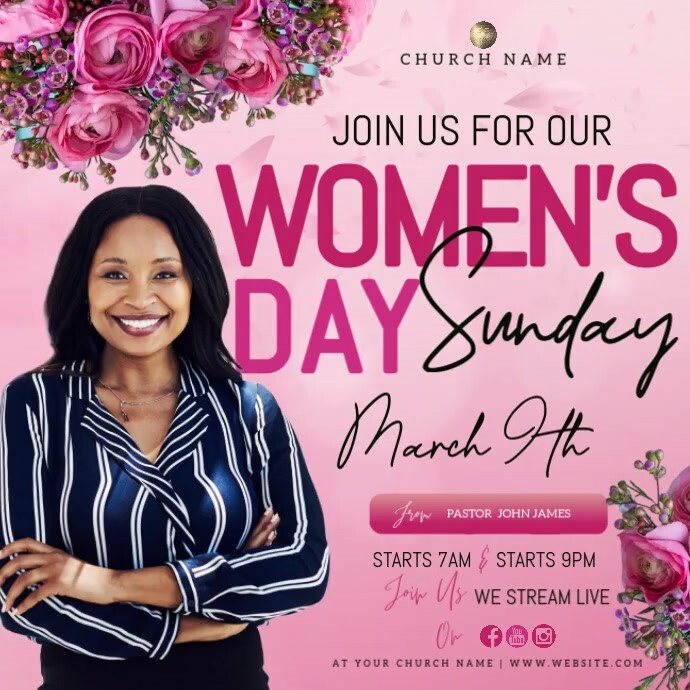 Copy of women's day church sunday service sermon template | PosterMyWall