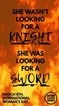 Women's day fire and quote story video Digitale display (9:16) template