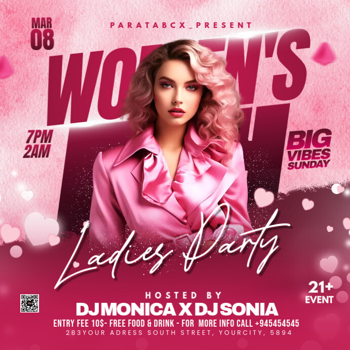 Women's Day Ladies Party Flyer Publicação no Instagram template