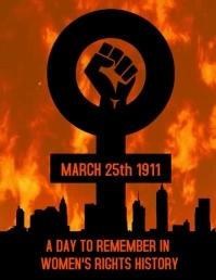 Women's day fire 1911 1975 history Flyer (US Letter) template