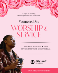 สีชมพู Women's Day Worship Event Instagram Portrait Template