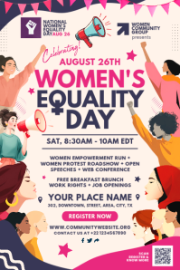 Белый Women's Equality Day Plakkaat Template