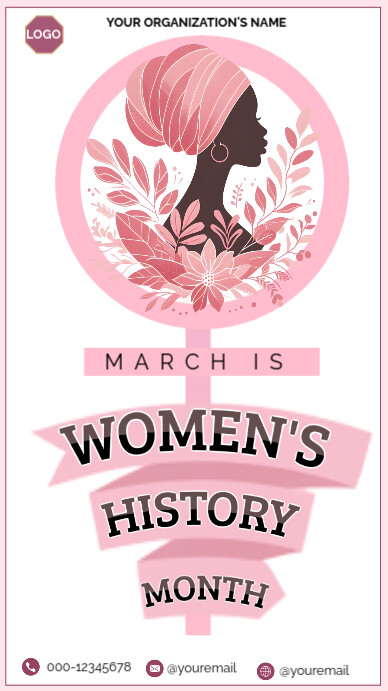 Women's history month background flyer poster template Ecrã digital (9:16)