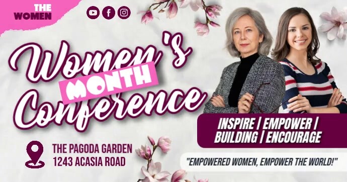 Women's Month Conference Banner Imagem partilhada do Facebook template