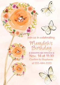 Women's or Teen's Birthday Party Invitation A6 template